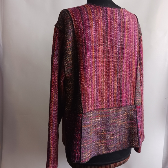 Coldwater Creek XL Purple Rustic Patchwork Tweed Jacket with Button Detail - Picture 4 of 6